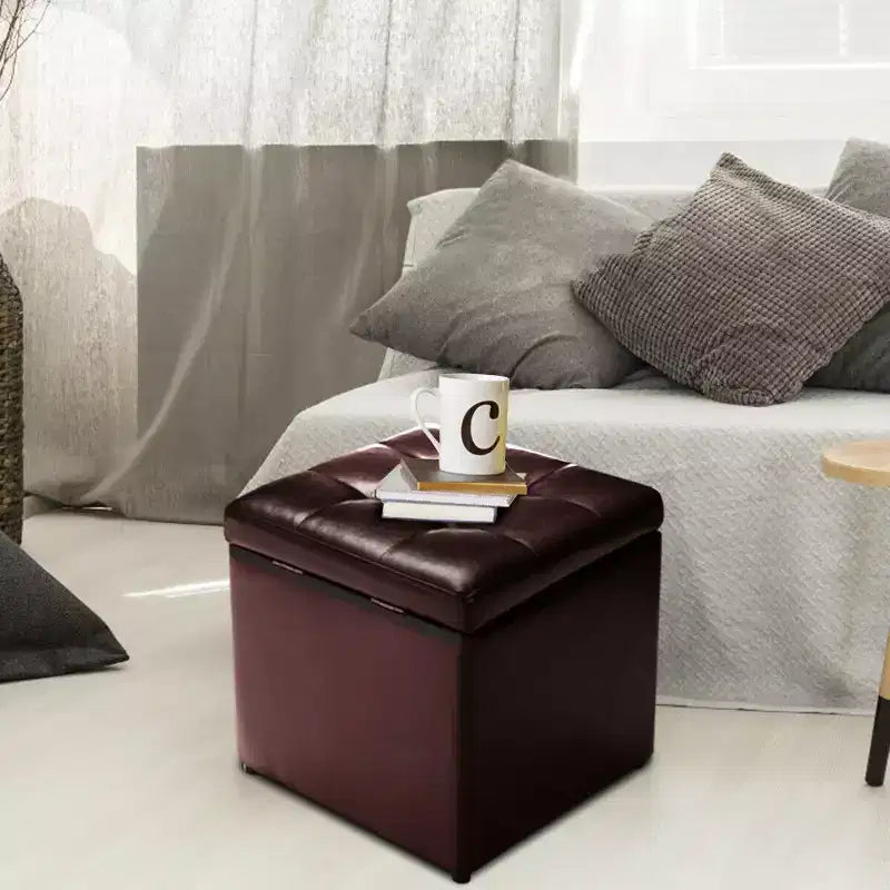Cube Ottoman Pouf Boîte de Rangement Siège de Salon Repose-Pieds