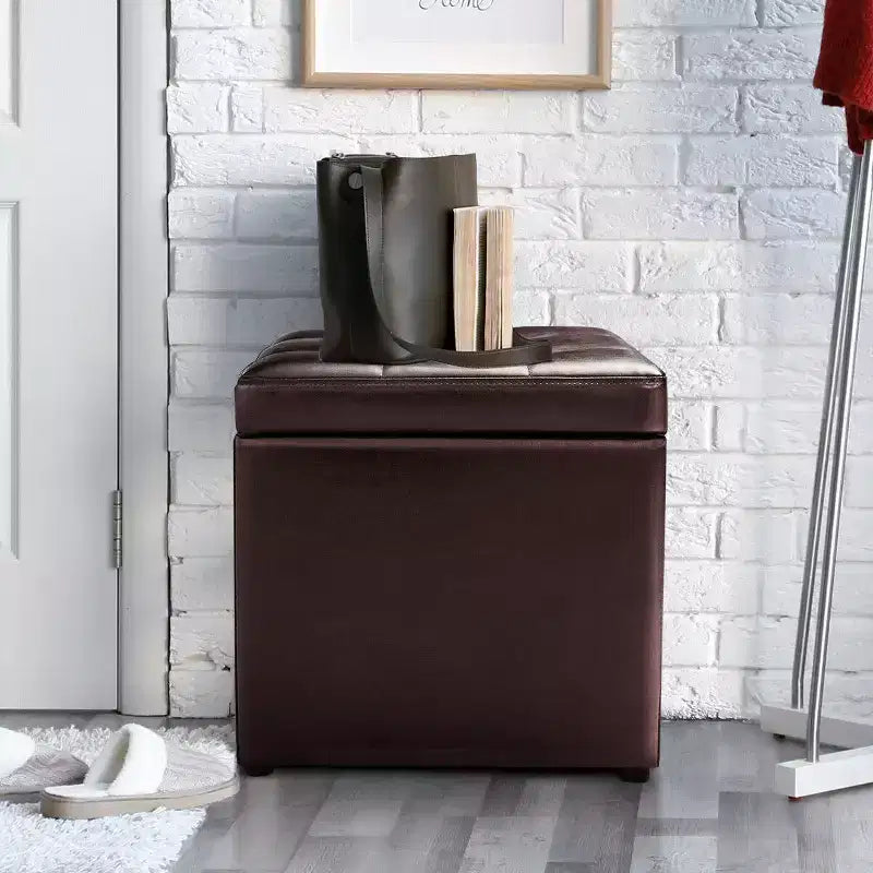 Cube Ottoman Pouf Boîte de Rangement Siège de Salon Repose-Pieds