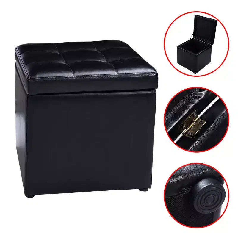 Cube Ottoman Pouf Boîte de Rangement Siège de Salon Repose-Pieds