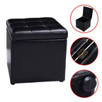 Cube Ottoman Pouf Boîte de Rangement Siège de Salon Repose-Pieds