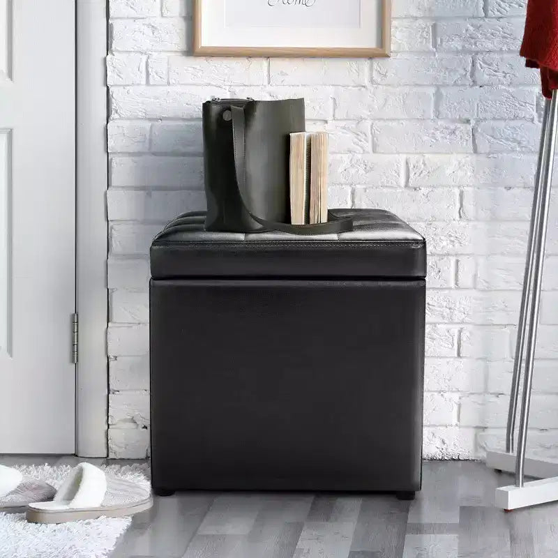 Cube Ottoman Pouf Boîte de Rangement Siège de Salon Repose-Pieds