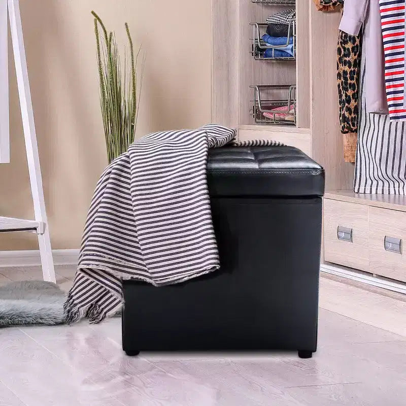 Cube Ottoman Pouf Boîte de Rangement Siège de Salon Repose-Pieds