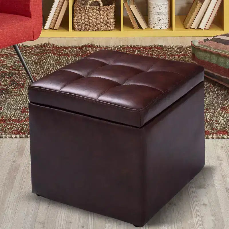 Cube Ottoman Pouf Boîte de Rangement Siège de Salon Repose-Pieds
