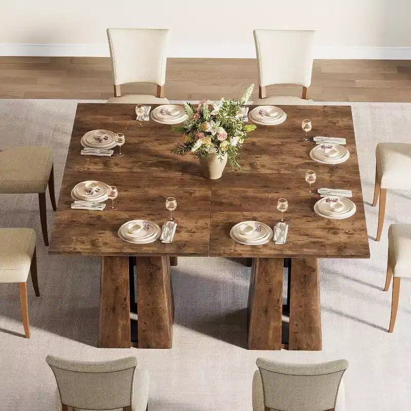 Table à manger carrée en bois, style ferme, pour cuisine