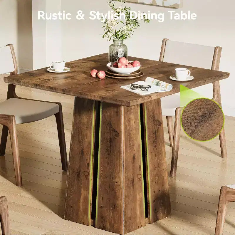 Table à manger carrée en bois, style ferme, pour cuisine