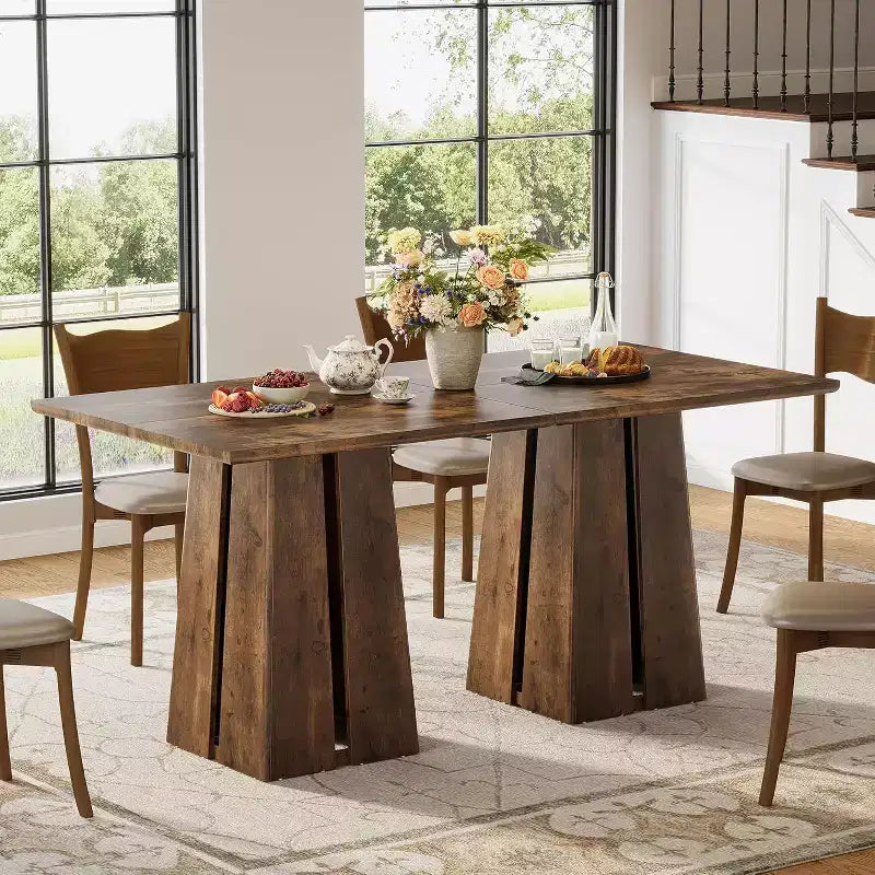 Table à manger carrée en bois, style ferme, pour cuisine