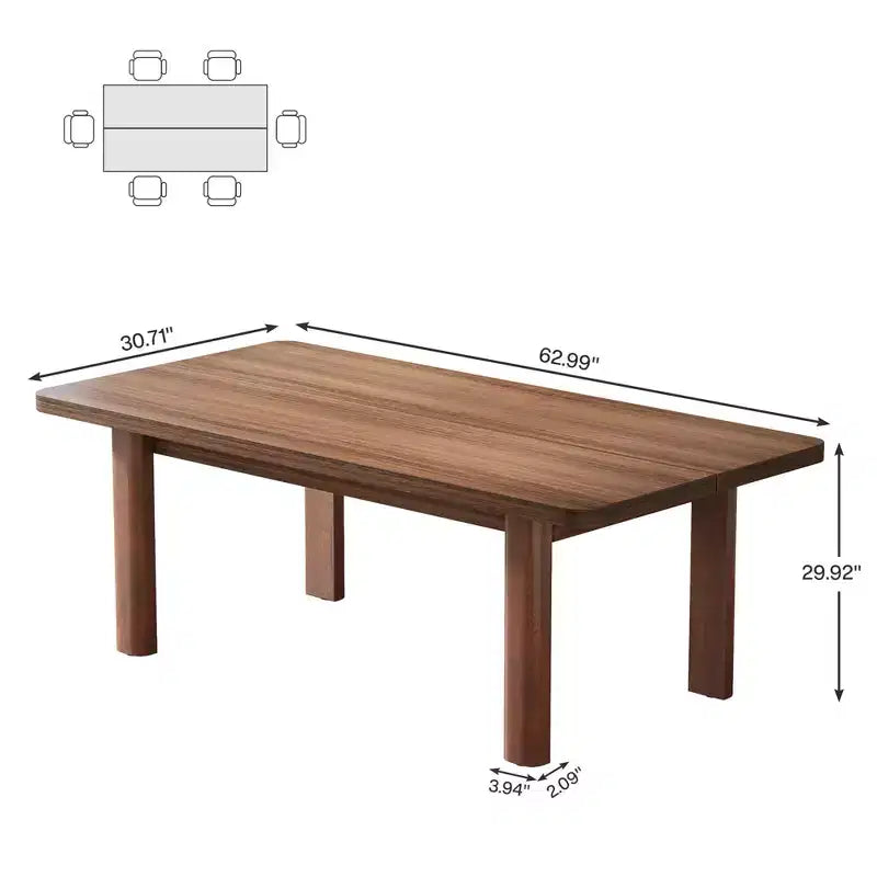 Table de salle à manger de ferme marron Facile à assembler Table de cuisine rectangulaire