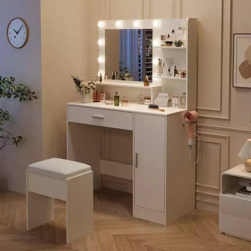 Coiffeuse avec miroir LED 3 modes d'éclairage et recharge