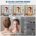Coiffeuse avec miroir LED 3 modes d'éclairage et recharge