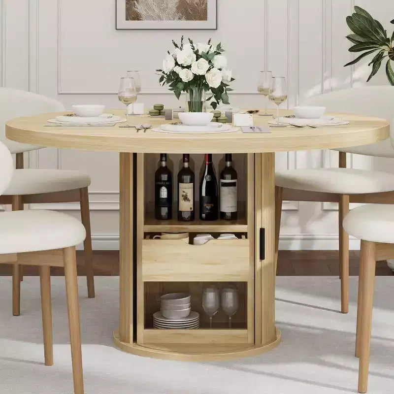 Table à manger ronde avec rangement Table de cuisine de ferme Table ronde