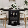 COZONY 47 Round Dining Table with Storage Farmhouse Kitchen Table for 4-6 Circle Table with Shelf and Drawer for Dining Room