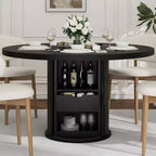 COZONY 47 Round Dining Table with Storage Farmhouse Kitchen Table for 4-6 Circle Table with Shelf and Drawer for Dining Room