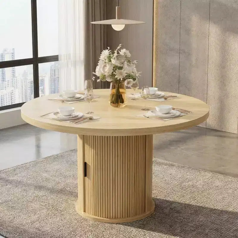 Table à manger ronde avec rangement Table de cuisine de ferme Table ronde
