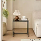 Table de chevet en MDF noir avec pieds en métal, table d'appoint moderne pour chambre à coucher