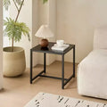 Table de chevet en MDF noir avec pieds en métal, table d'appoint moderne pour chambre à coucher