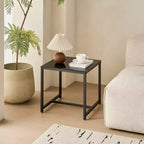 Table de chevet en MDF noir avec pieds en métal, table d'appoint moderne pour chambre à coucher