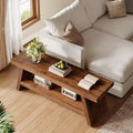 Banc d'entrée à 2 niveaux pour couloir, vestibule, assise en bois massif avec étagères ouvertes en bois