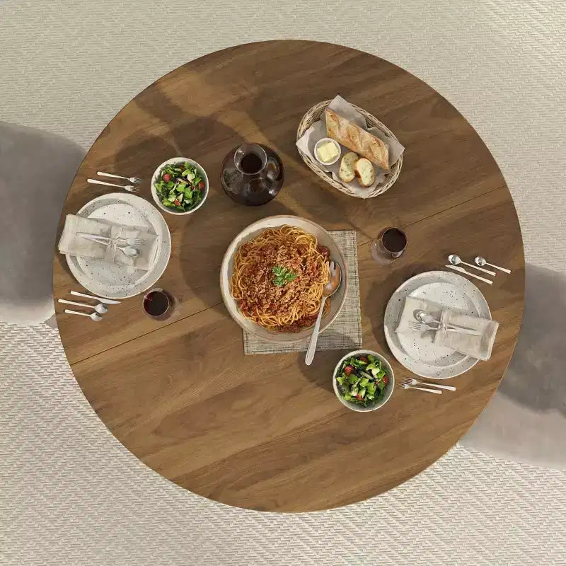 Table à manger ronde en noyer pour cuisine de style rustique