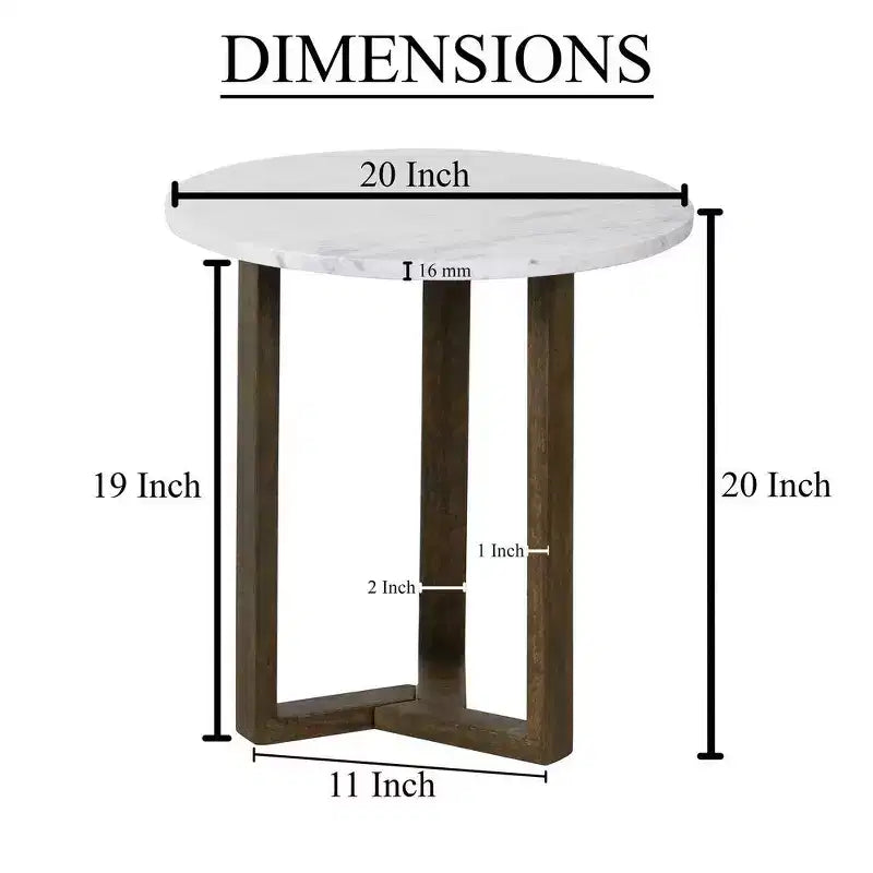Table d'appoint ronde avec plateau en marbre véritable blanc