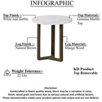 Table d'appoint ronde avec plateau en marbre véritable blanc