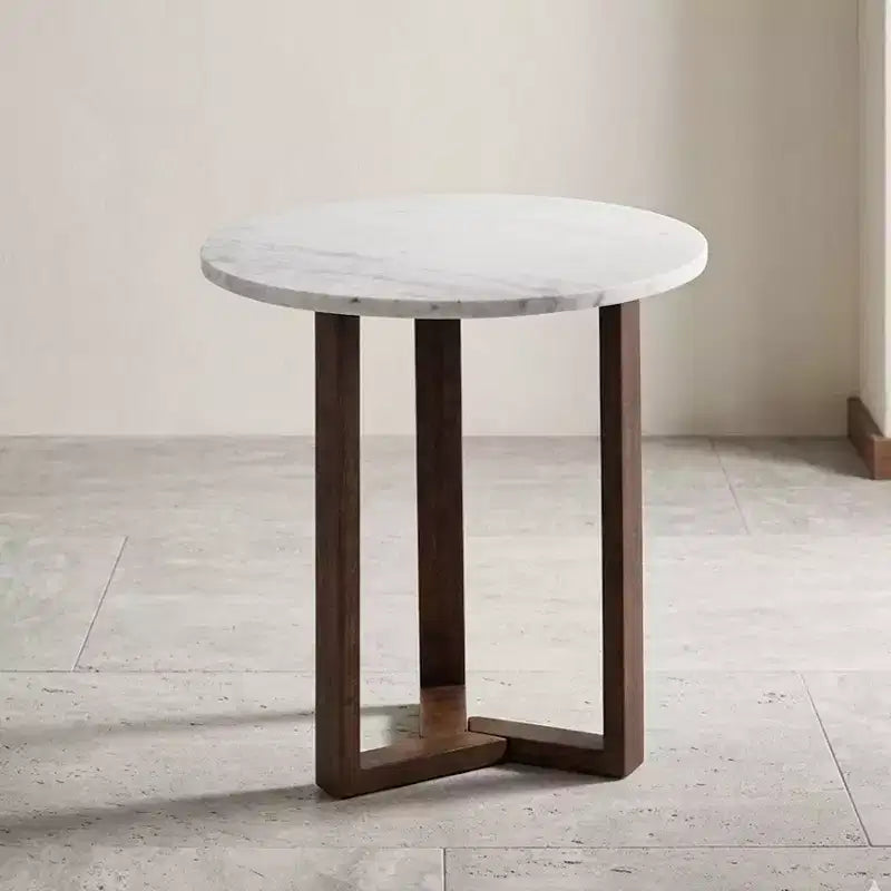 Table d'appoint ronde avec plateau en marbre véritable blanc