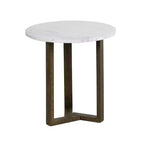 Table d'appoint ronde avec plateau en marbre véritable blanc