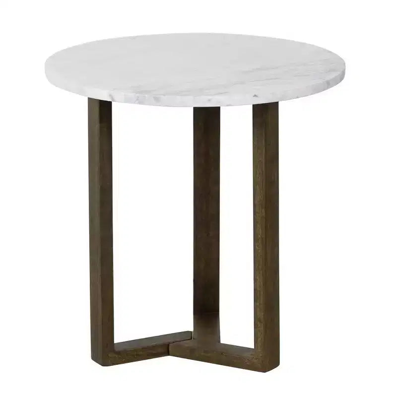 Table d'appoint ronde avec plateau en marbre véritable blanc