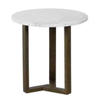 Table d'appoint ronde avec plateau en marbre véritable blanc