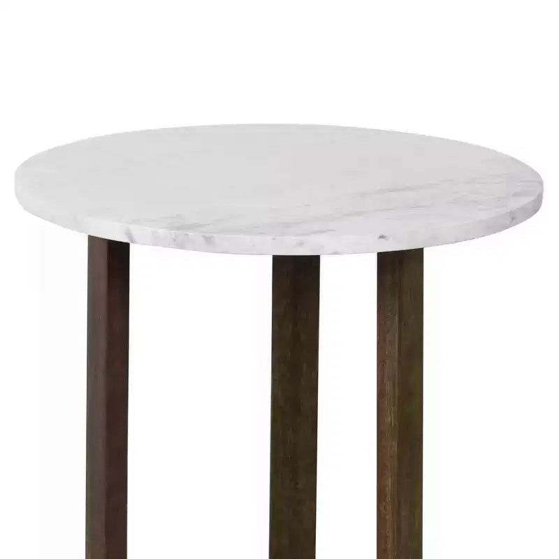 Table d'appoint ronde avec plateau en marbre véritable blanc