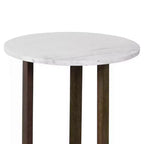 Table d'appoint ronde avec plateau en marbre véritable blanc