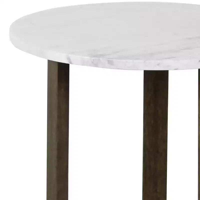 Table d'appoint ronde avec plateau en marbre véritable blanc