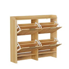 Meuble à chaussures à 4 portes abattantes avec déflecteur de dessus de table, style à lattes