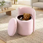 Chaise de vanité en velours avec rangement et dossier ondulé