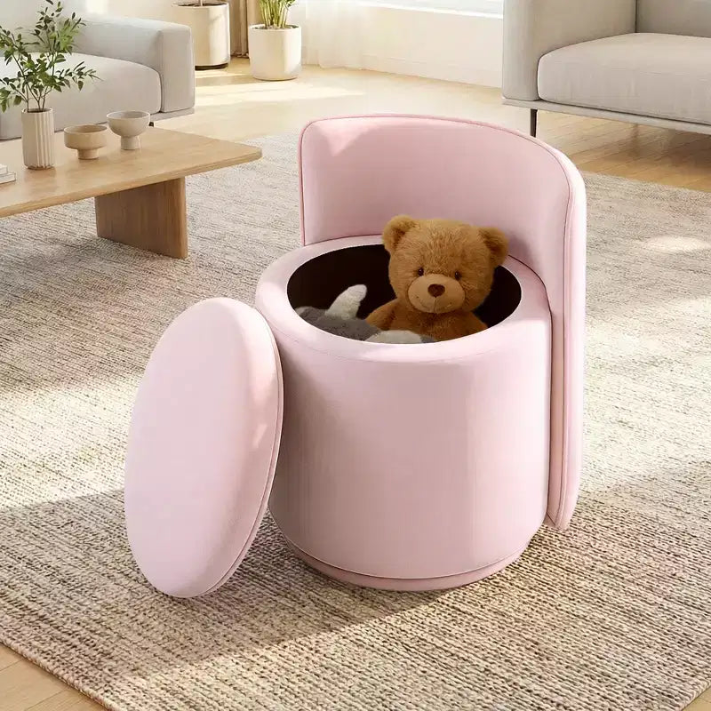 Chaise de vanité en velours avec rangement et dossier ondulé