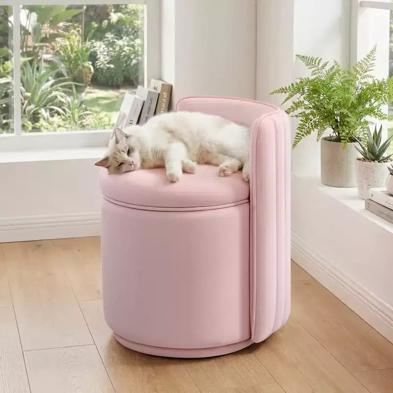 Chaise de vanité en velours avec rangement et dossier ondulé