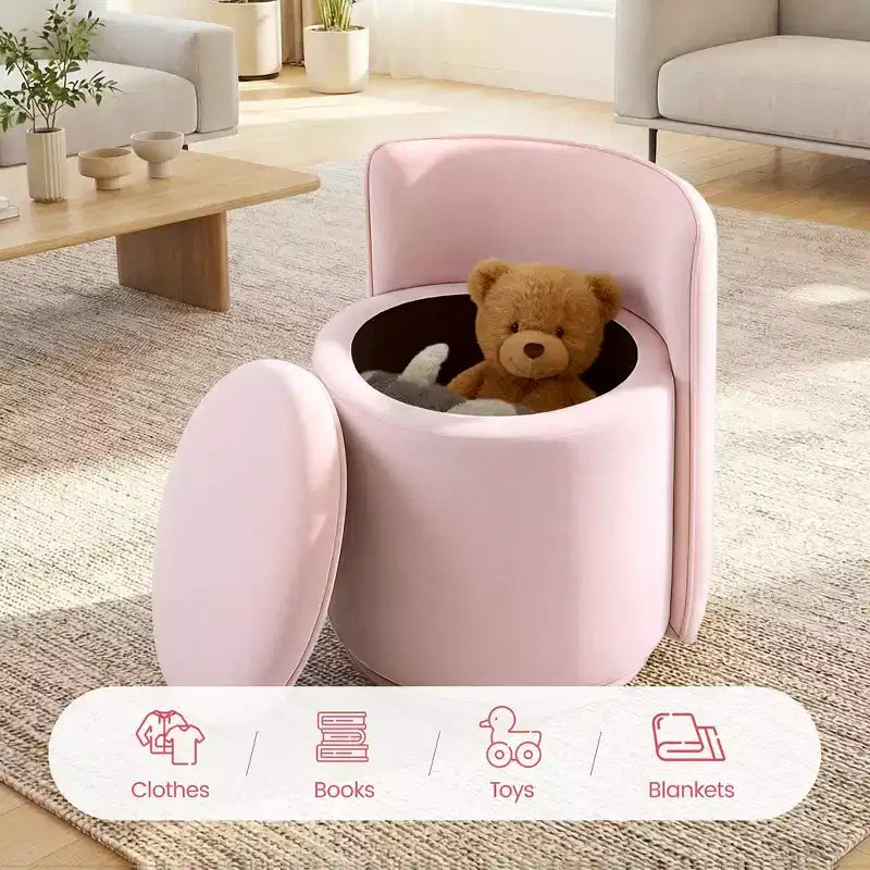 Chaise de vanité en velours avec rangement et dossier ondulé