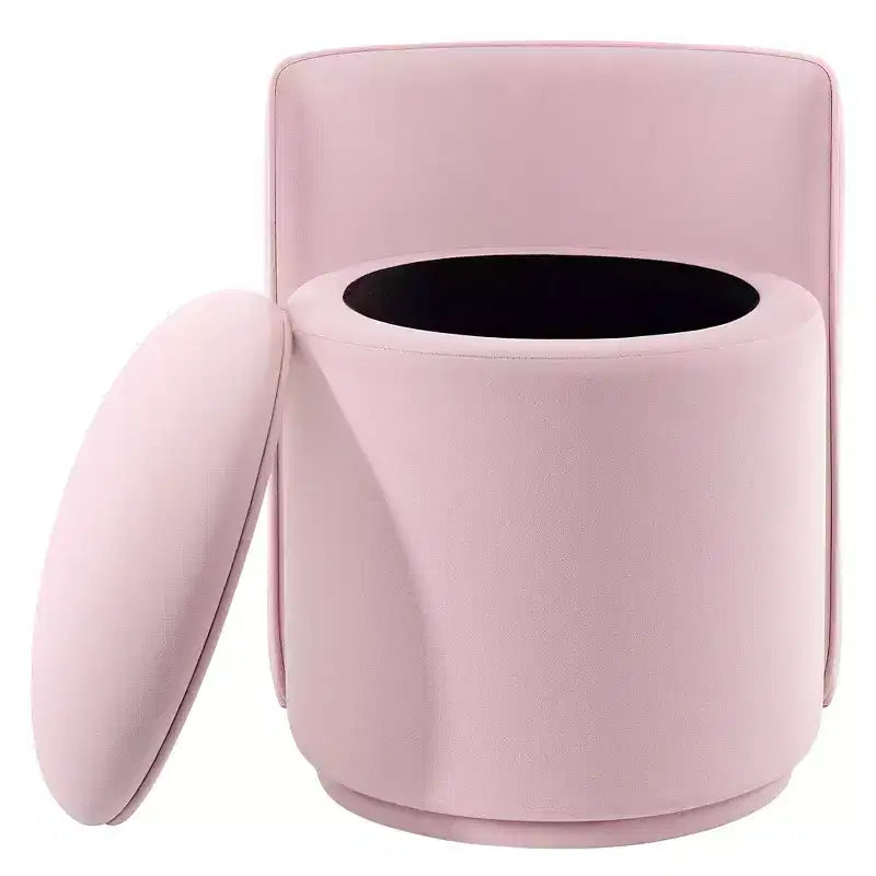 Chaise de vanité en velours avec rangement et dossier ondulé