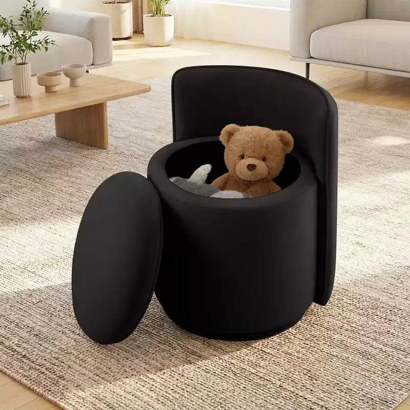 Chaise de vanité en velours avec rangement et dossier ondulé