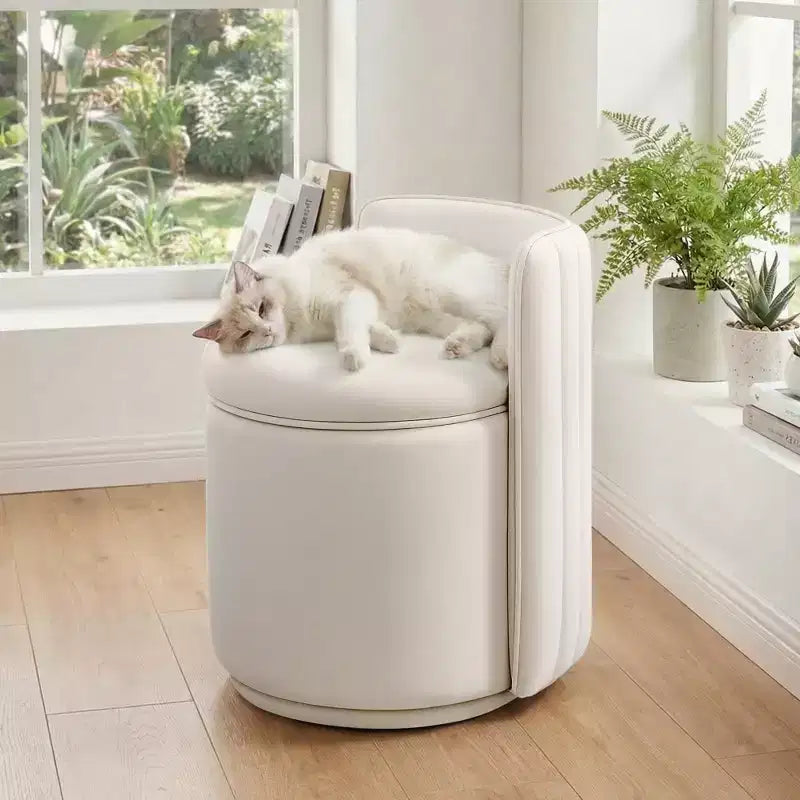 Chaise de vanité en velours avec rangement et dossier ondulé