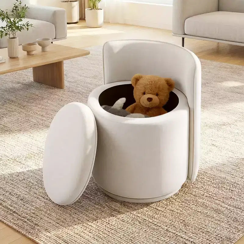 Chaise de vanité en velours avec rangement et dossier ondulé