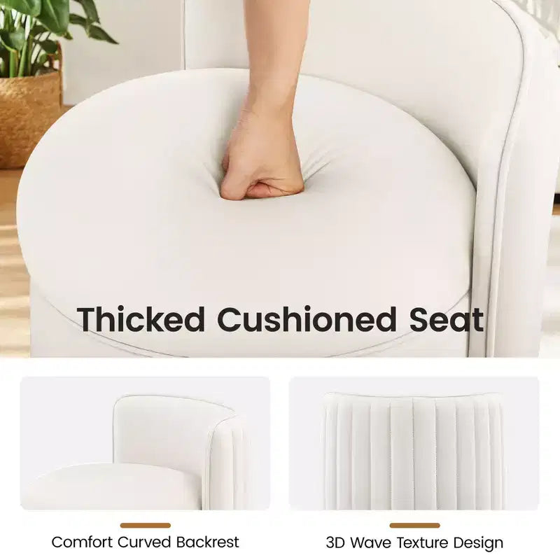 Chaise de vanité en velours avec rangement et dossier ondulé
