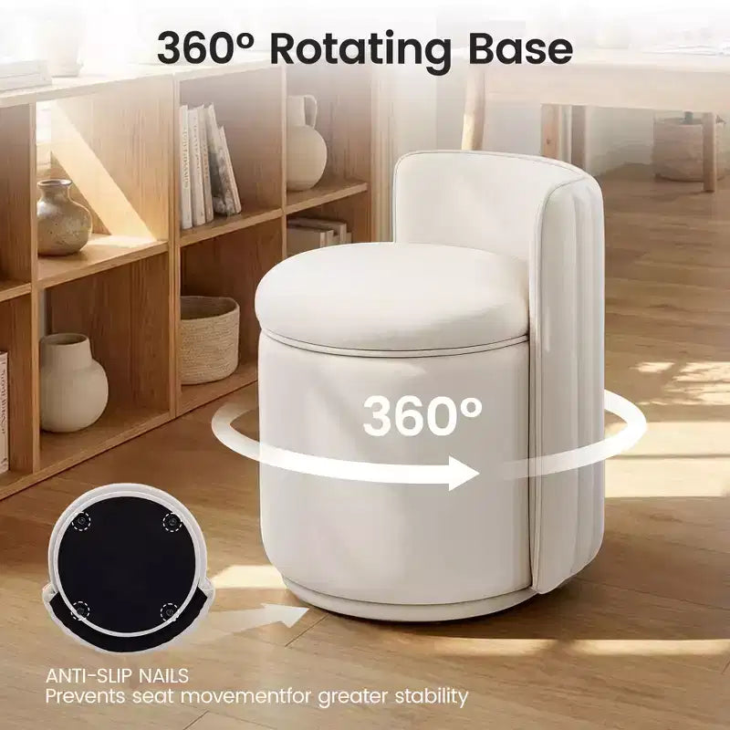 Chaise de vanité en velours avec rangement et dossier ondulé