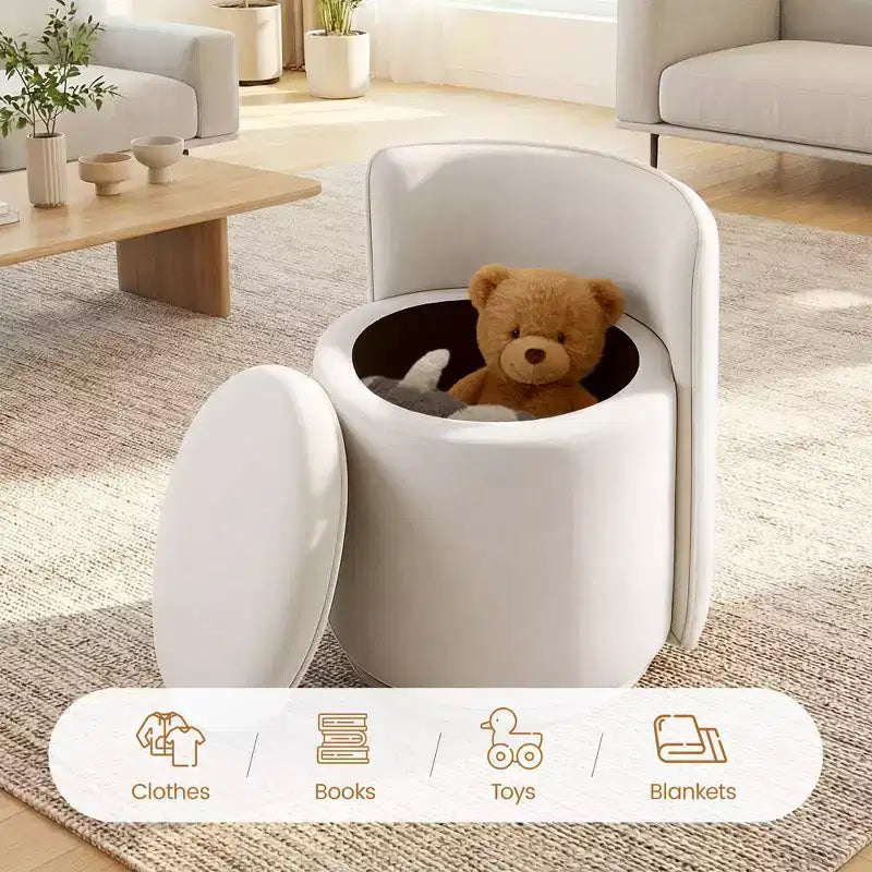Chaise de vanité en velours avec rangement et dossier ondulé