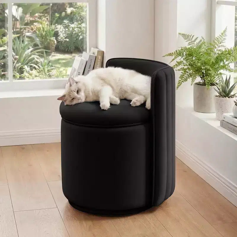 Chaise de vanité en velours avec rangement et dossier ondulé