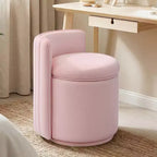 Chaise de vanité en velours avec rangement et dossier ondulé