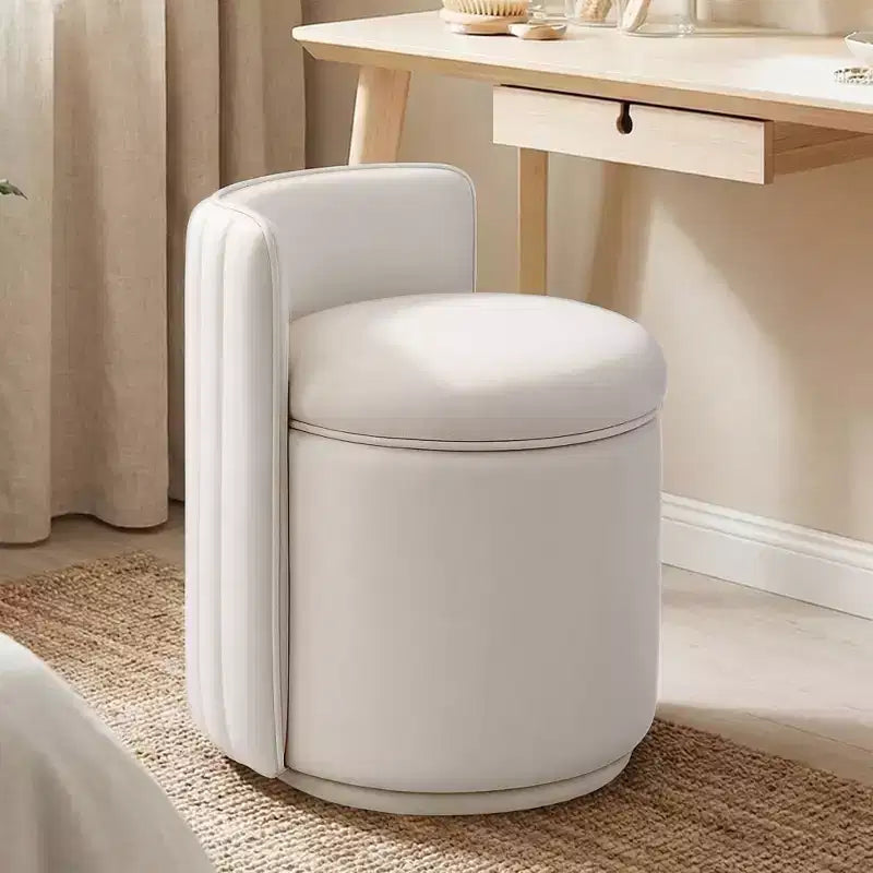 Chaise de vanité en velours avec rangement et dossier ondulé