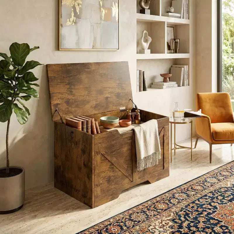 Banc de rangement rétro en bois multi-usage