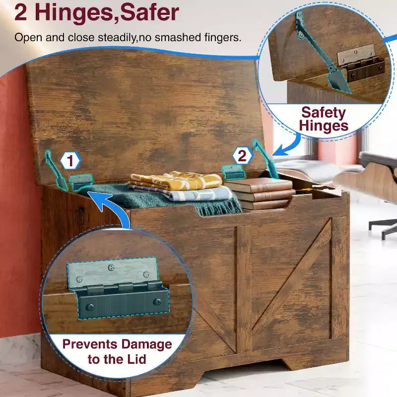 Banc de rangement rétro en bois multi-usage