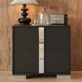 Elegant Sleek Modern 2 Drawer with Mirrored Accent Nightstand for Bedroom Living Room