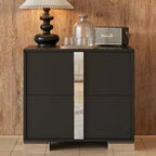 Elegant Sleek Modern 2 Drawer with Mirrored Accent Nightstand for Bedroom Living Room